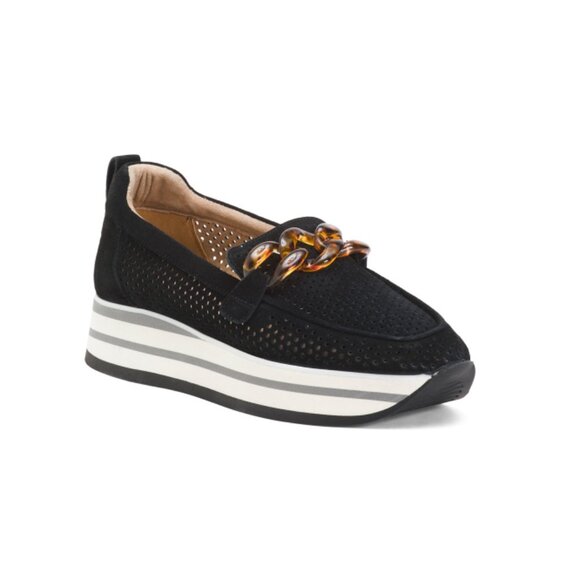 NYDJ Black Suede Fern Platform Loafers